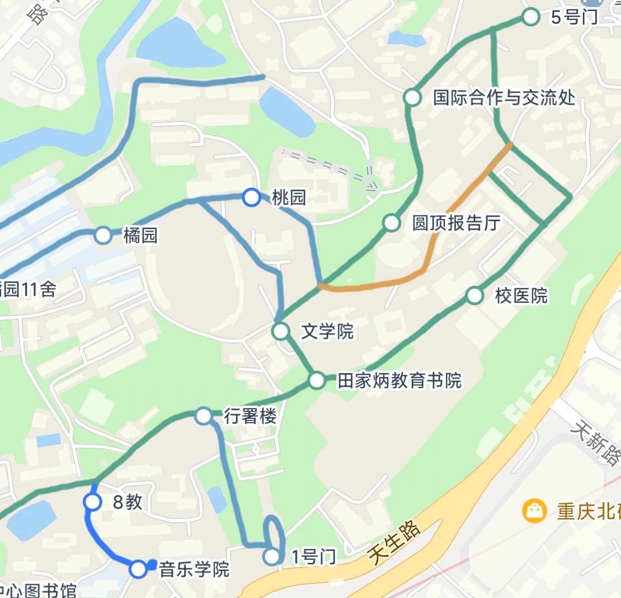 校园巴士路线与站点地图